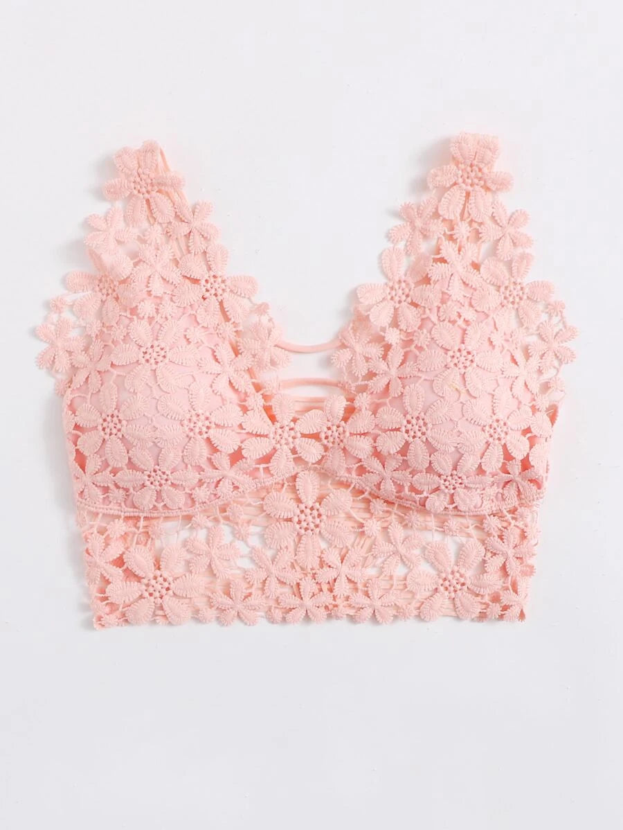 Guipure Lace Longline Bralette-Soco Hoodie