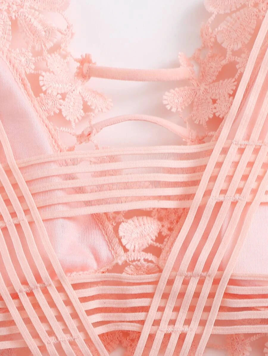 Guipure Lace Longline Bralette-Soco Hoodie