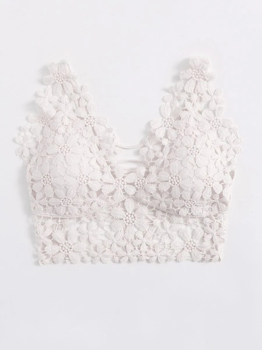 Guipure Lace Longline Bralette-Soco Hoodie
