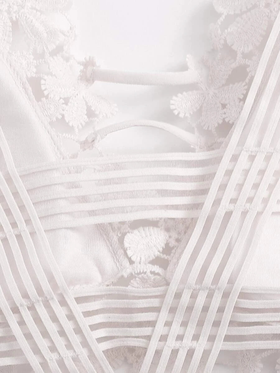 Guipure Lace Longline Bralette-Soco Hoodie