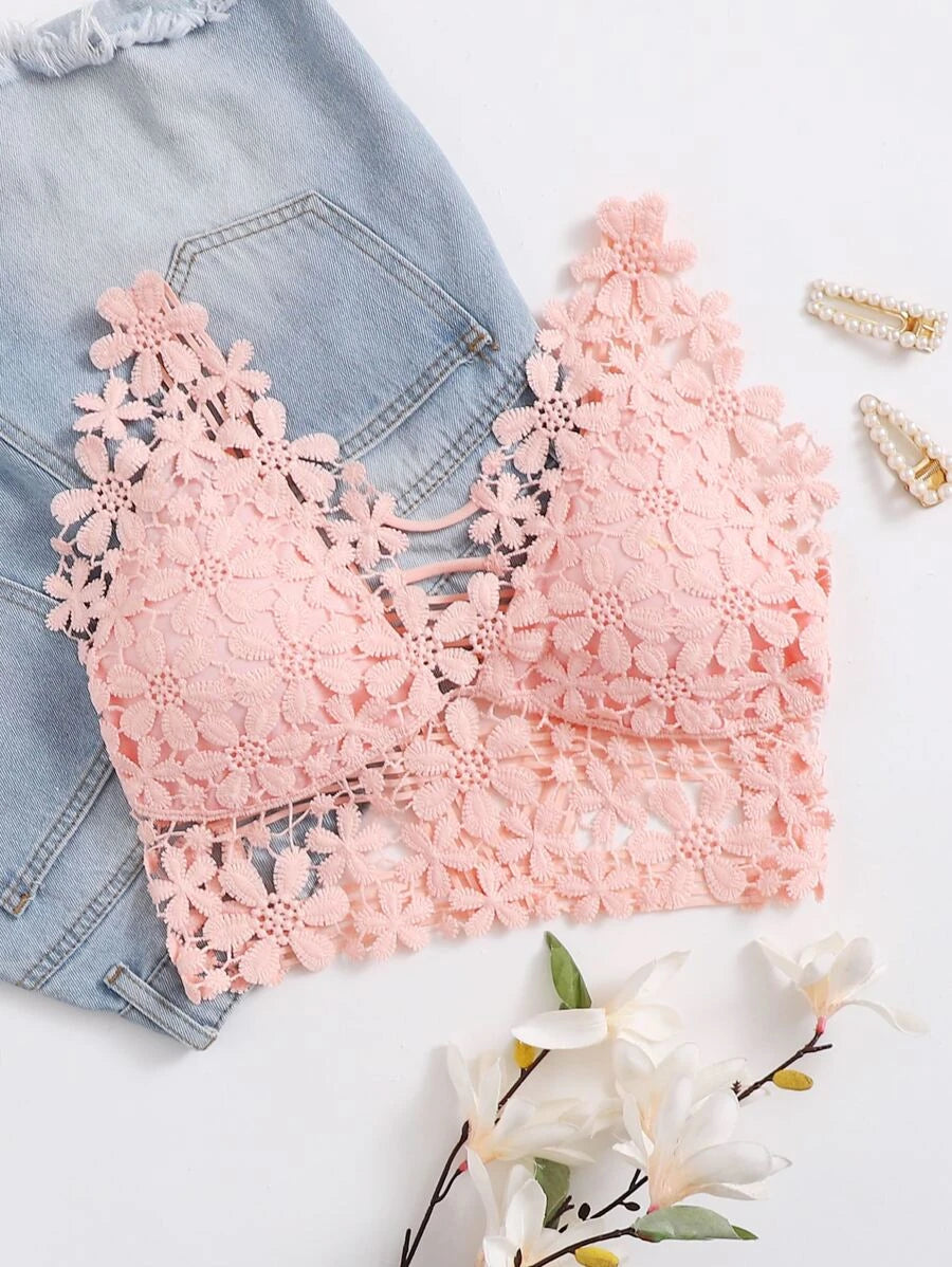 Guipure Lace Longline Bralette-Soco Hoodie
