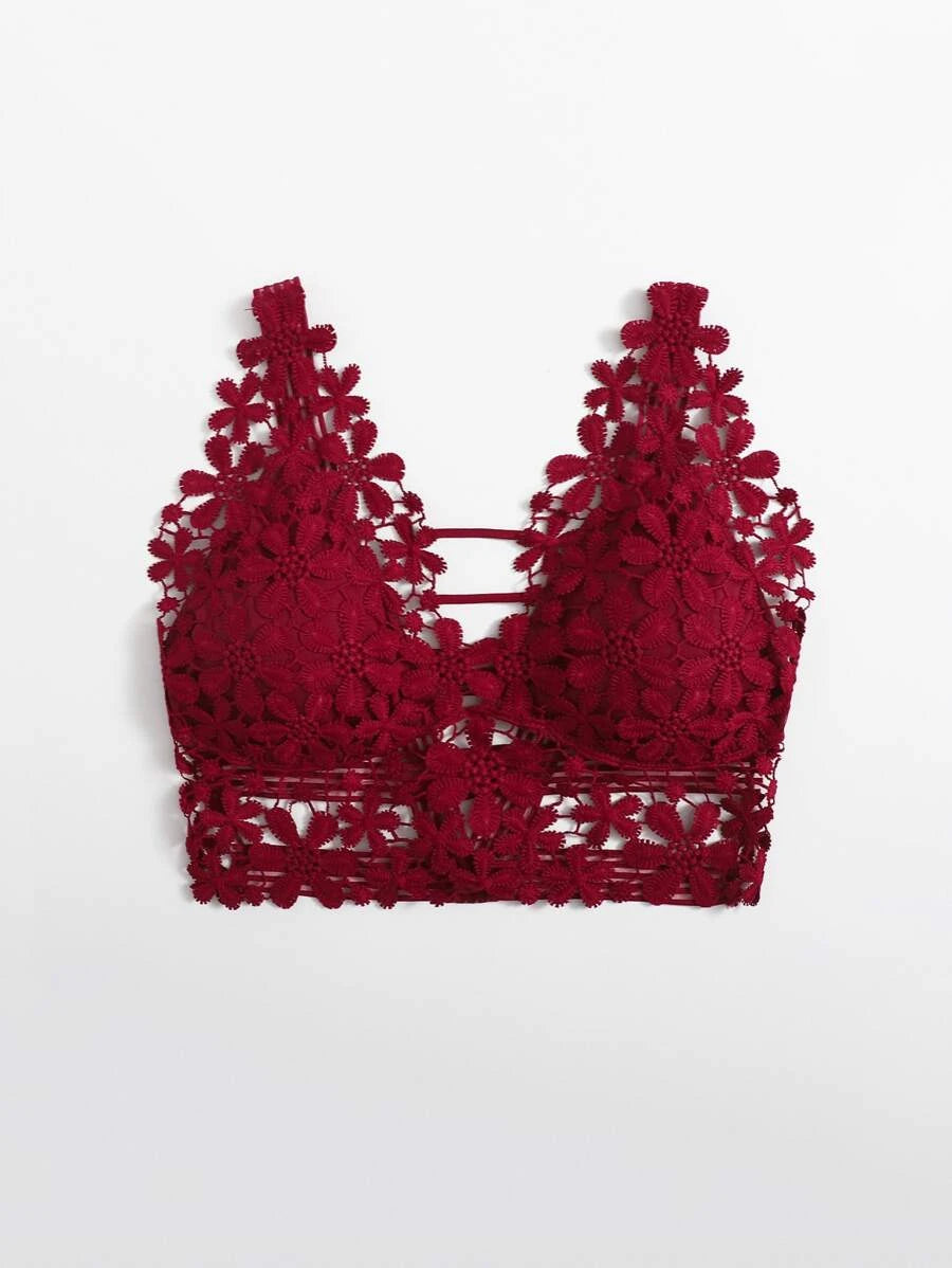 Guipure Lace Longline Bralette-Soco Hoodie