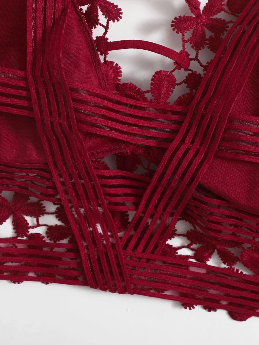 Guipure Lace Longline Bralette-Soco Hoodie