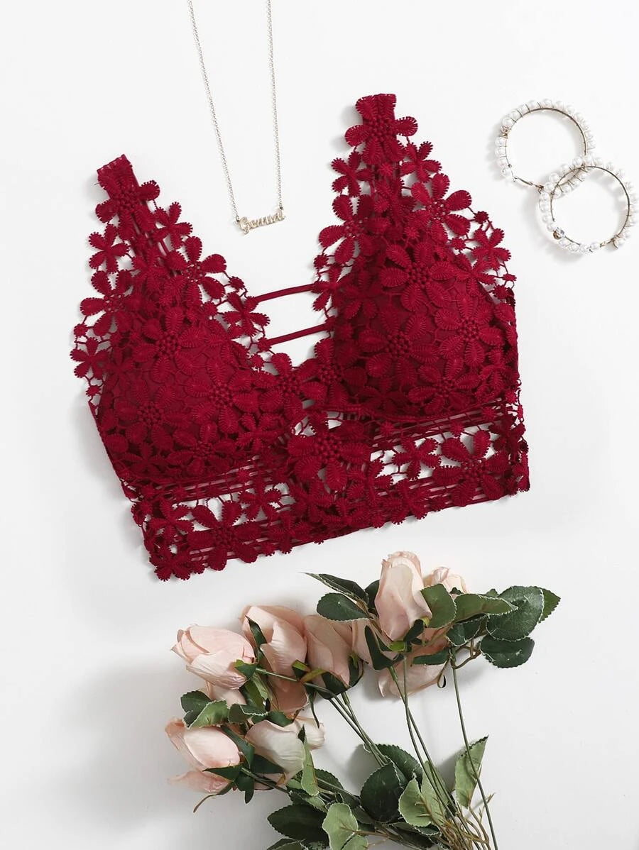 Guipure Lace Longline Bralette-Soco Hoodie