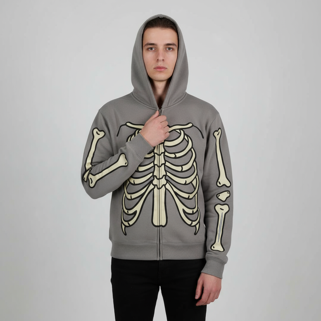 Unisex Printed Zip Up Hoodie Bold Design
