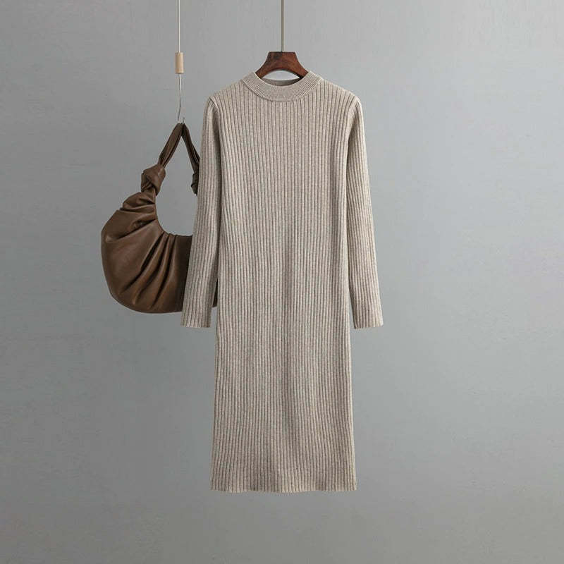 Basic O-Neck Loose Sweater Dress For Women-Soco Hoodie