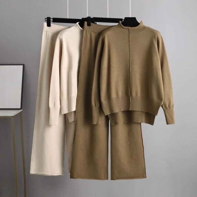 Knitted Sweater Pullover With Pants Two-Piece Set-Soco Hoodie