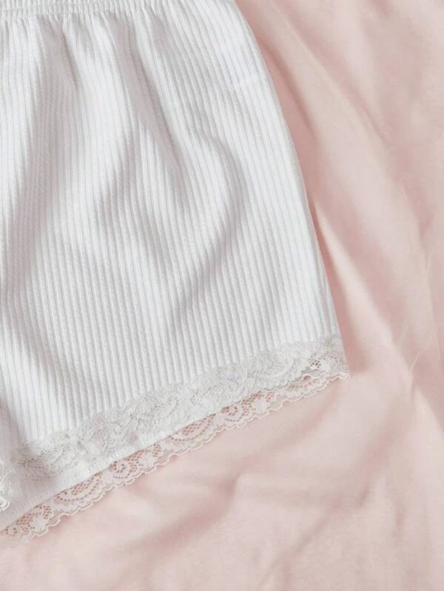 Lace Bow Front Cami Top And Shorts Set-Soco Hoodie