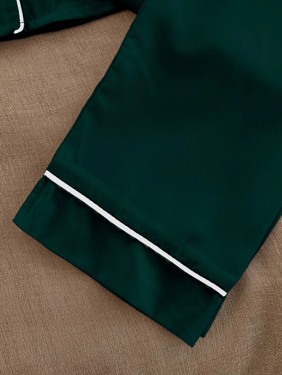 Lapel Collar Binding Night Set-Soco Hoodie