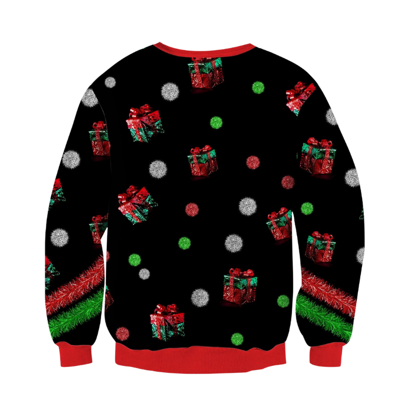 Laughing Santa With Gift Themed Christmas Sweatshirt