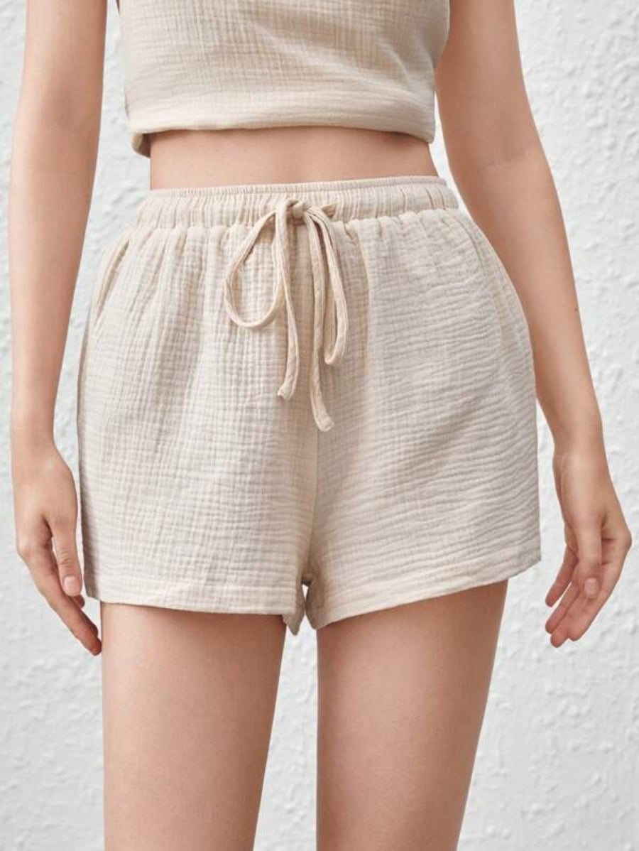 Crinkle Cotton Solid Lounge Shorts-Soco Hoodie