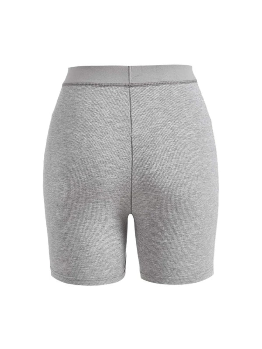 Solid Ribbed Knit Lounge Shorts-Soco Hoodie