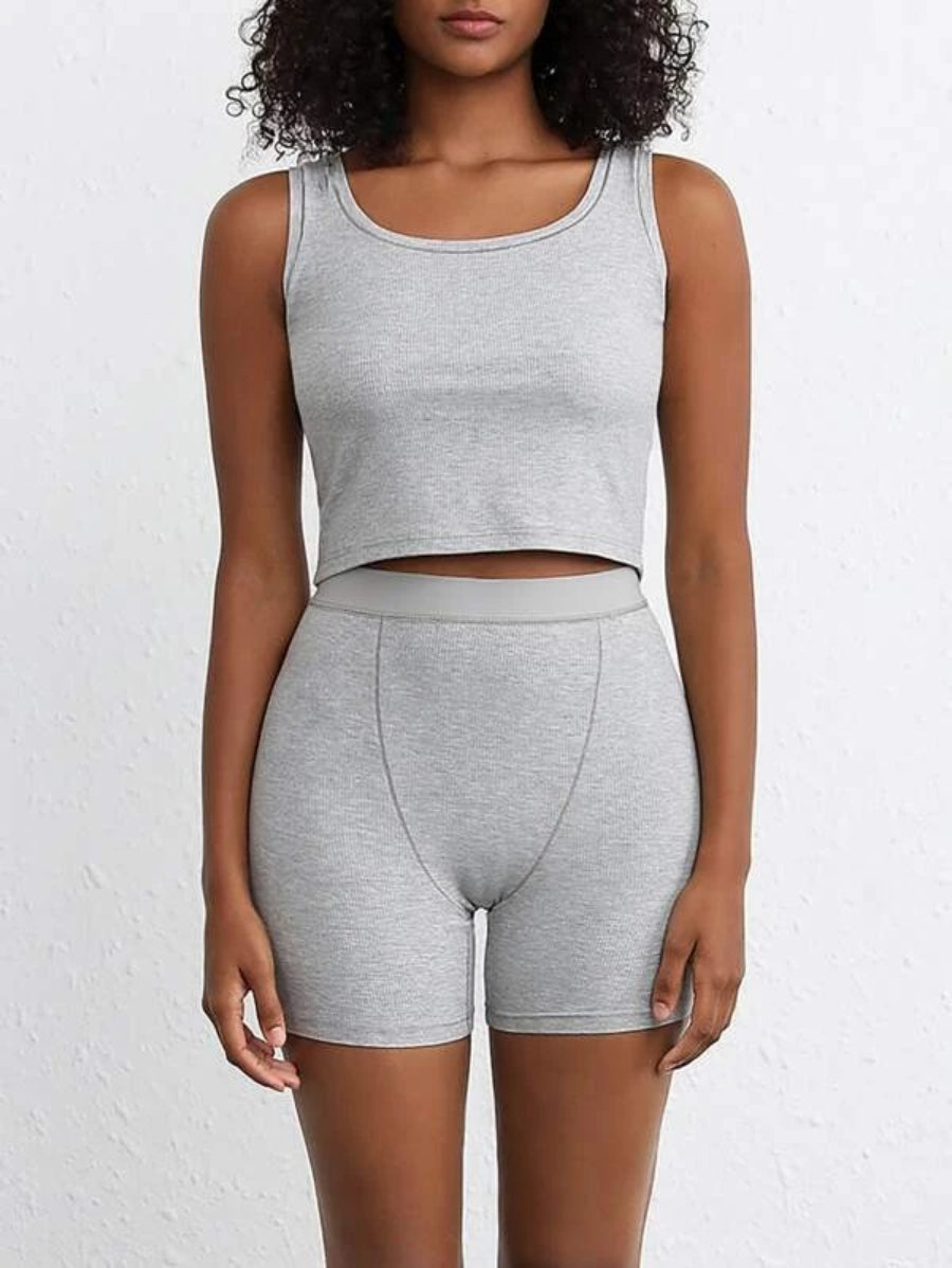 Solid Ribbed Knit Lounge Shorts-Soco Hoodie