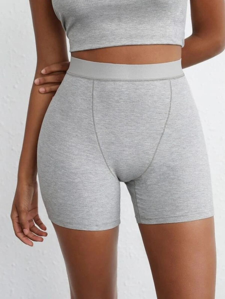 Solid Ribbed Knit Lounge Shorts-Soco Hoodie