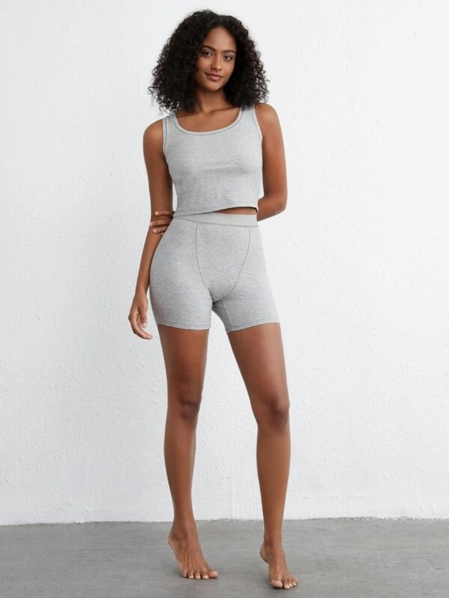 Solid Ribbed Knit Lounge Shorts-Soco Hoodie