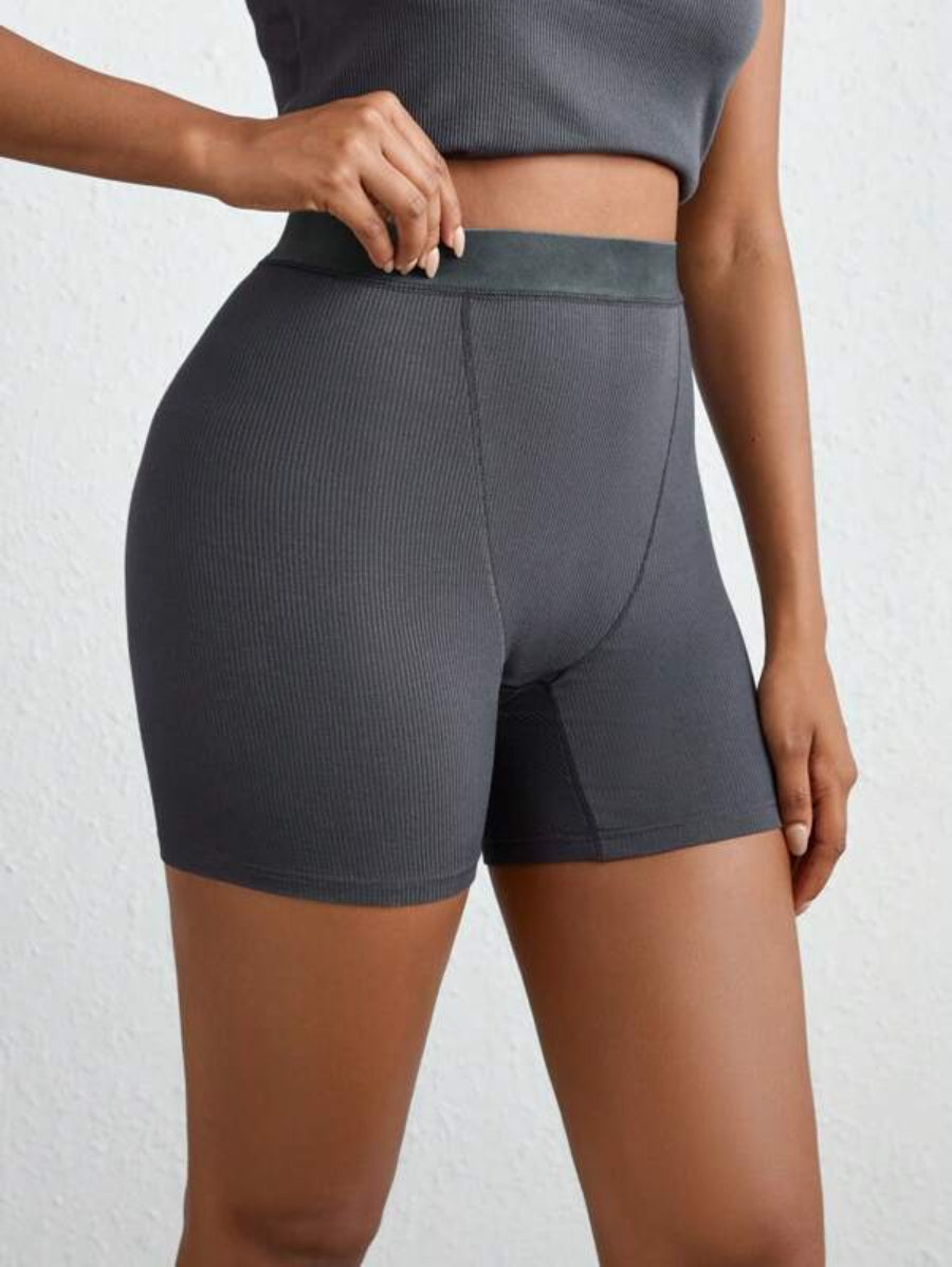 Solid Ribbed Knit Lounge Shorts-Soco Hoodie