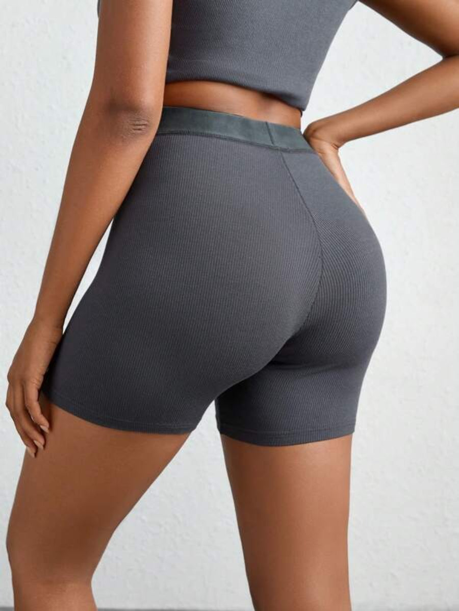 Solid Ribbed Knit Lounge Shorts-Soco Hoodie