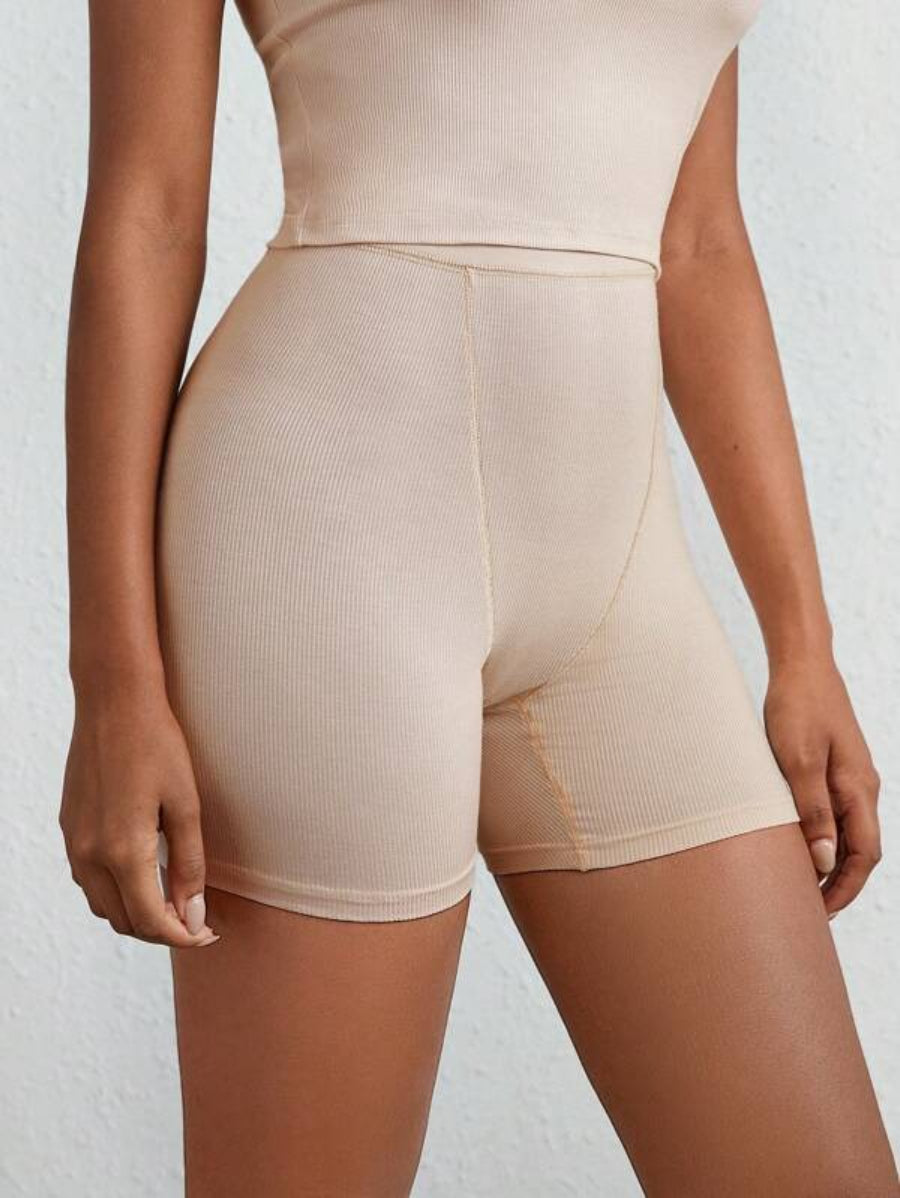 Solid Ribbed Knit Lounge Shorts-Soco Hoodie