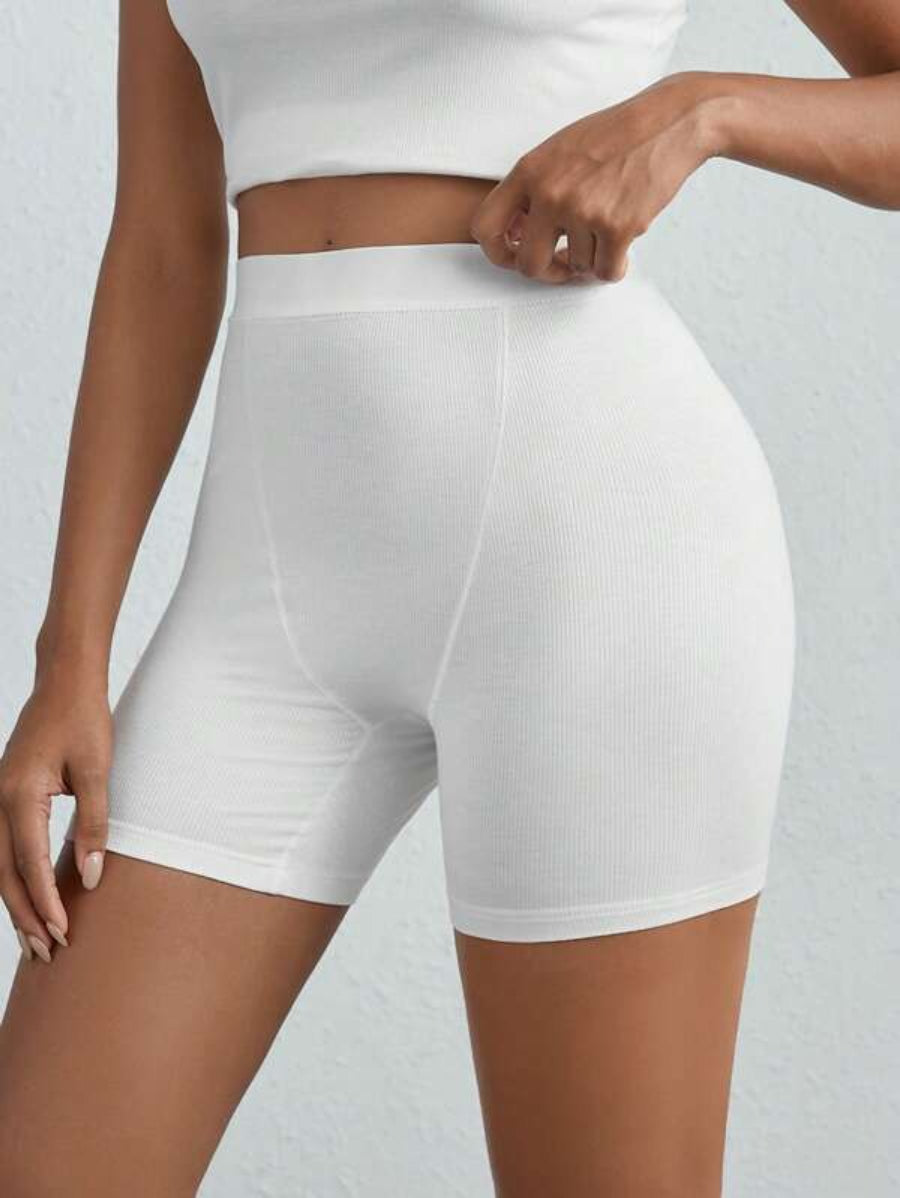Solid Ribbed Knit Lounge Shorts-Soco Hoodie