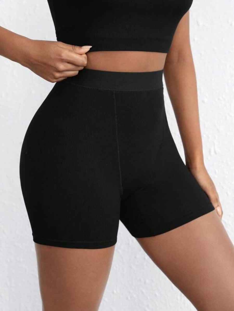 Solid Ribbed Knit Lounge Shorts-Soco Hoodie