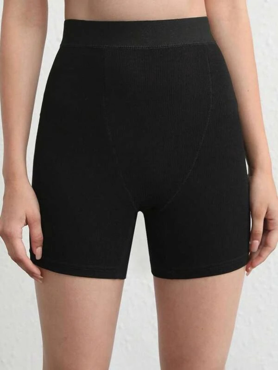 Solid Ribbed Knit Lounge Shorts-Soco Hoodie