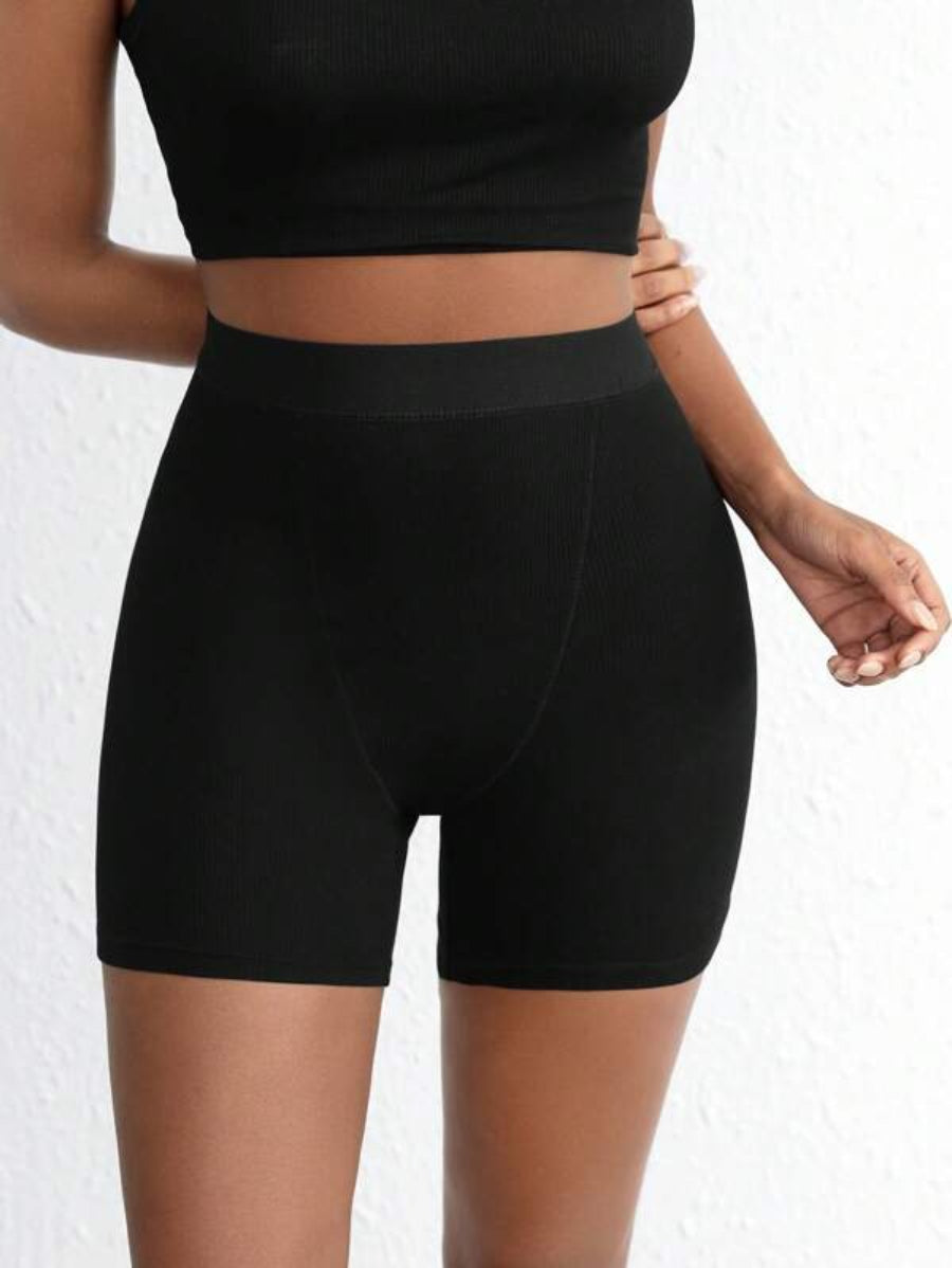 Solid Ribbed Knit Lounge Shorts-Soco Hoodie