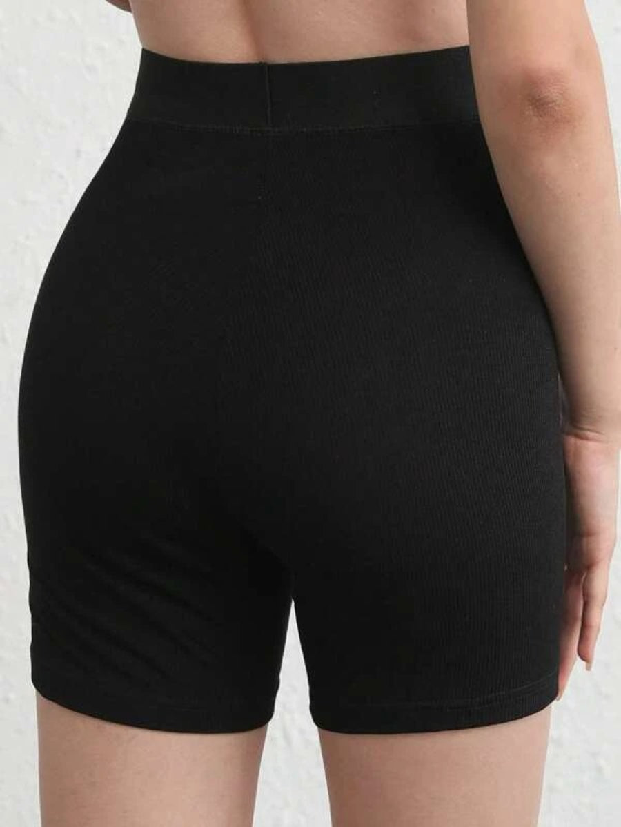 Solid Ribbed Knit Lounge Shorts-Soco Hoodie