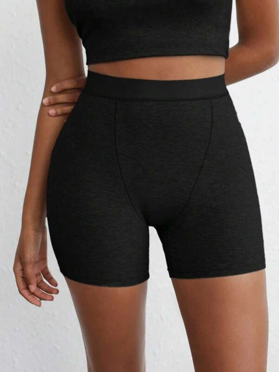 Solid Ribbed Knit Lounge Shorts-Soco Hoodie