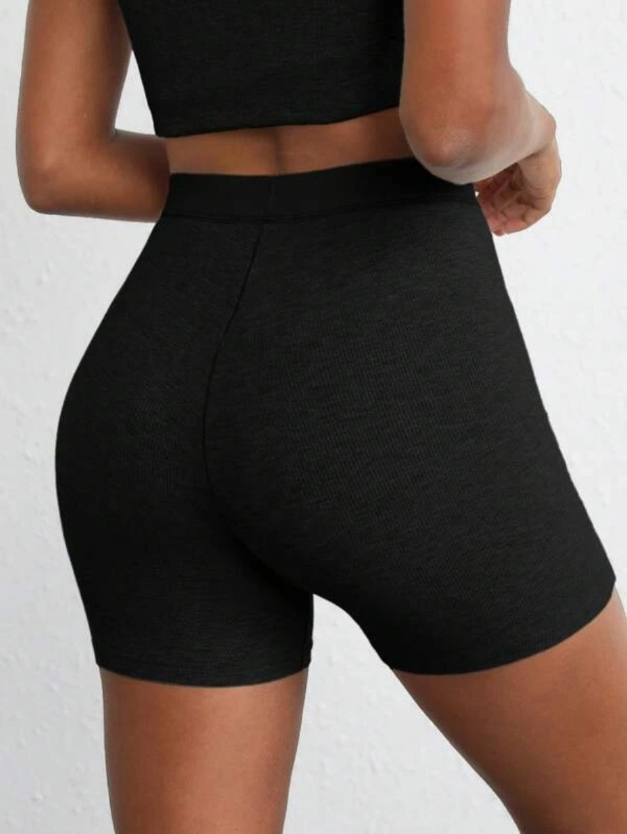 Solid Ribbed Knit Lounge Shorts-Soco Hoodie