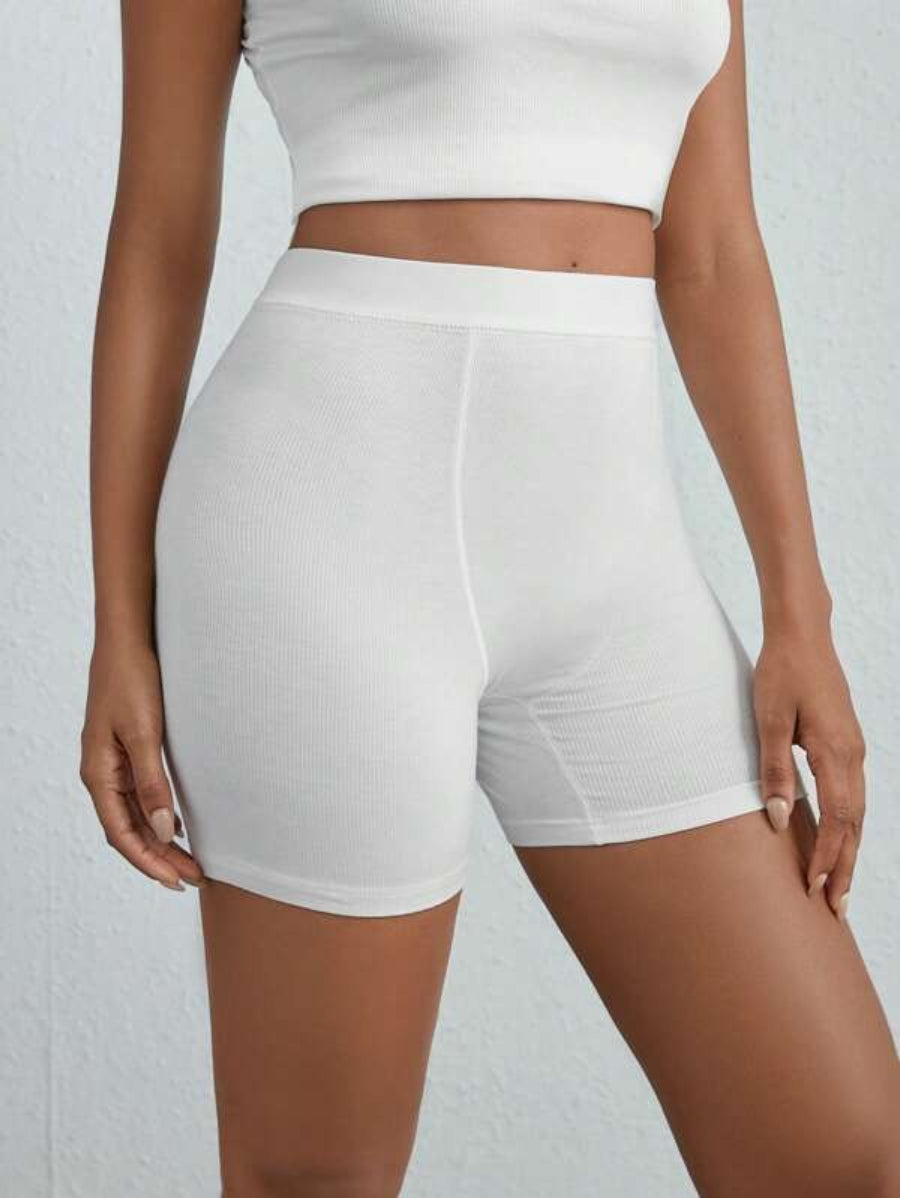 Solid Ribbed Knit Lounge Shorts-Soco Hoodie