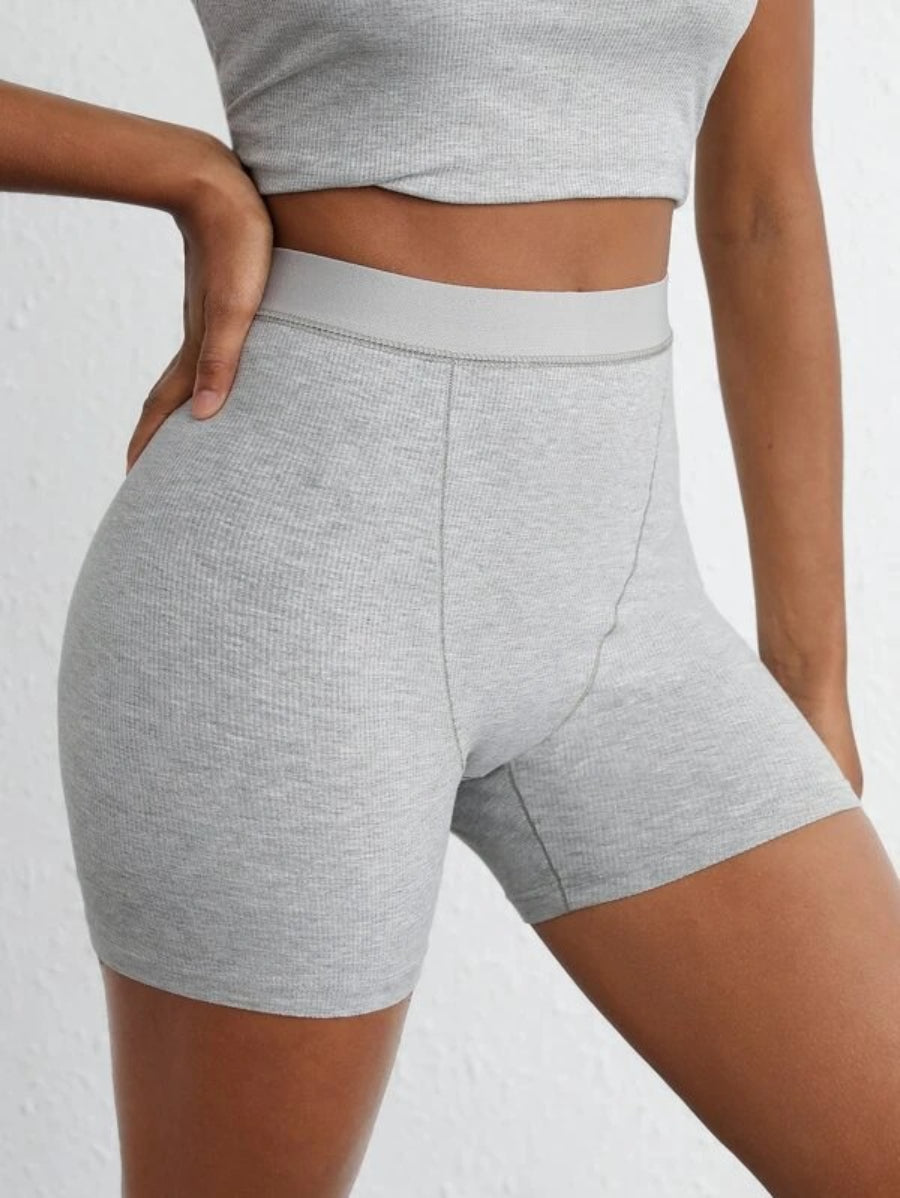 Solid Ribbed Knit Lounge Shorts-Soco Hoodie