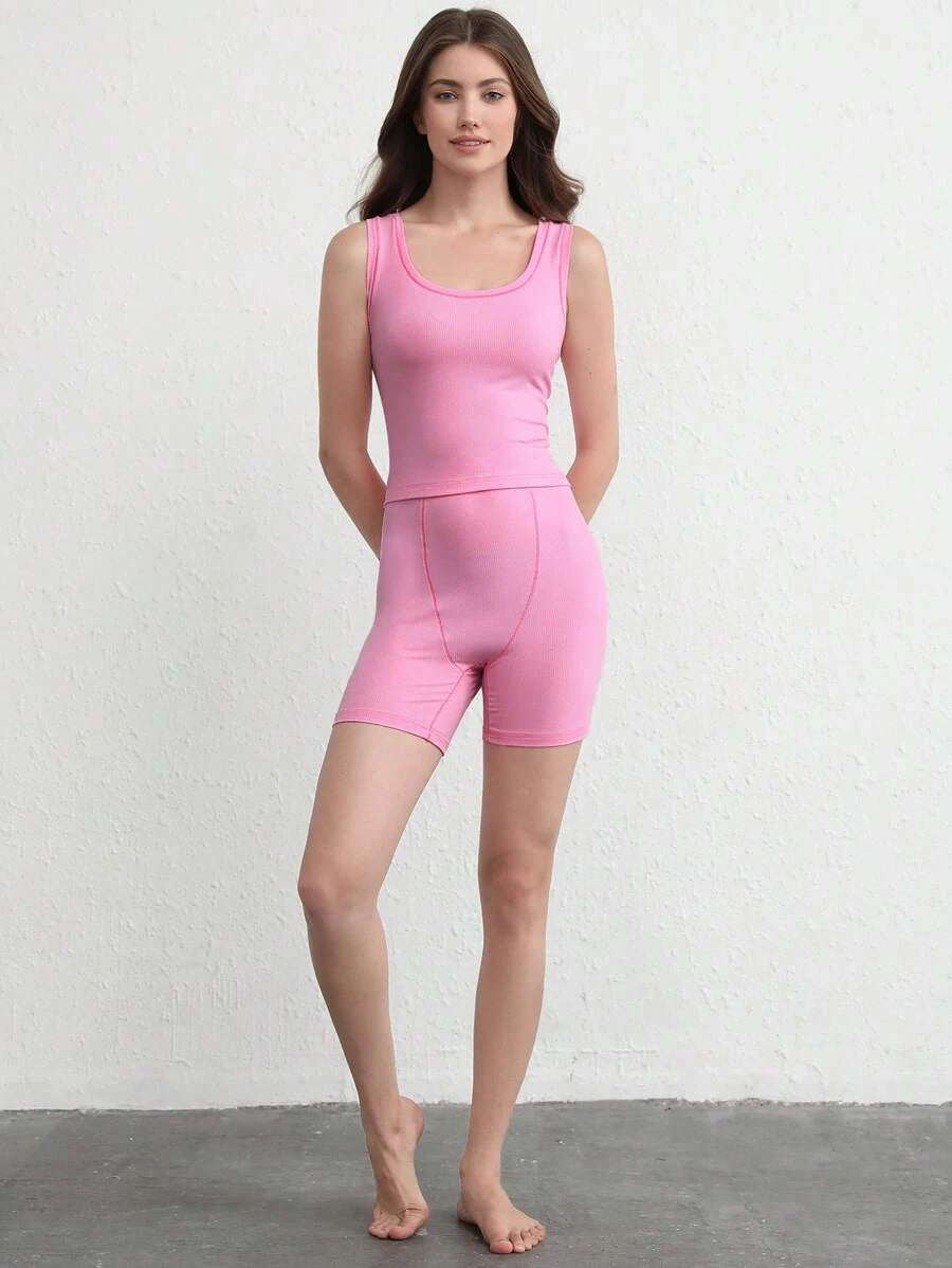 Leisure Solid Scoop Tank Top-Soco Hoodie