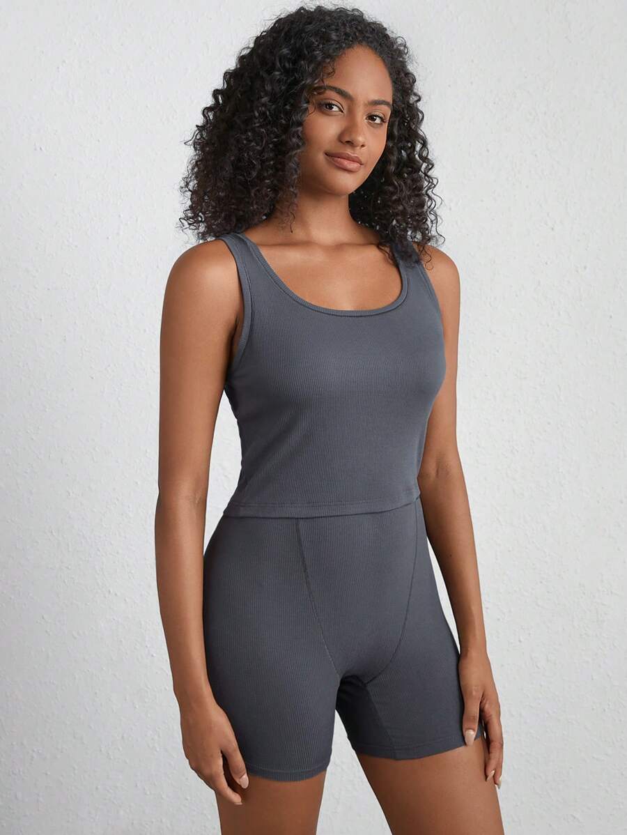 Leisure Solid Scoop Tank Top-Soco Hoodie