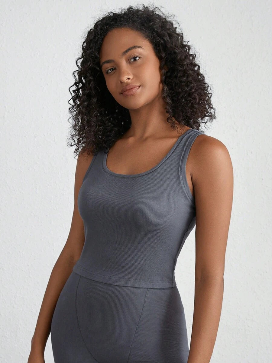 Leisure Solid Scoop Tank Top-Soco Hoodie