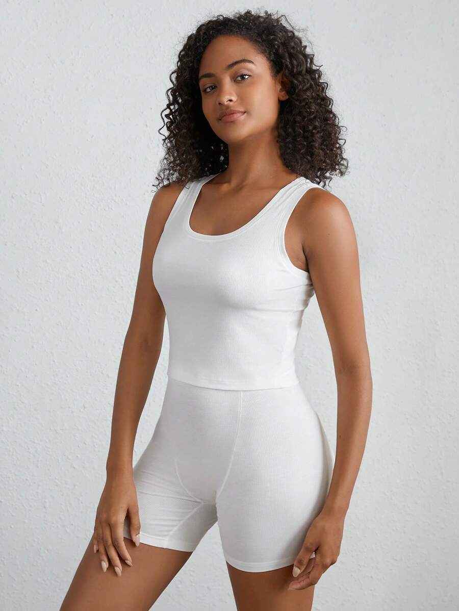 Leisure Solid Scoop Tank Top-Soco Hoodie