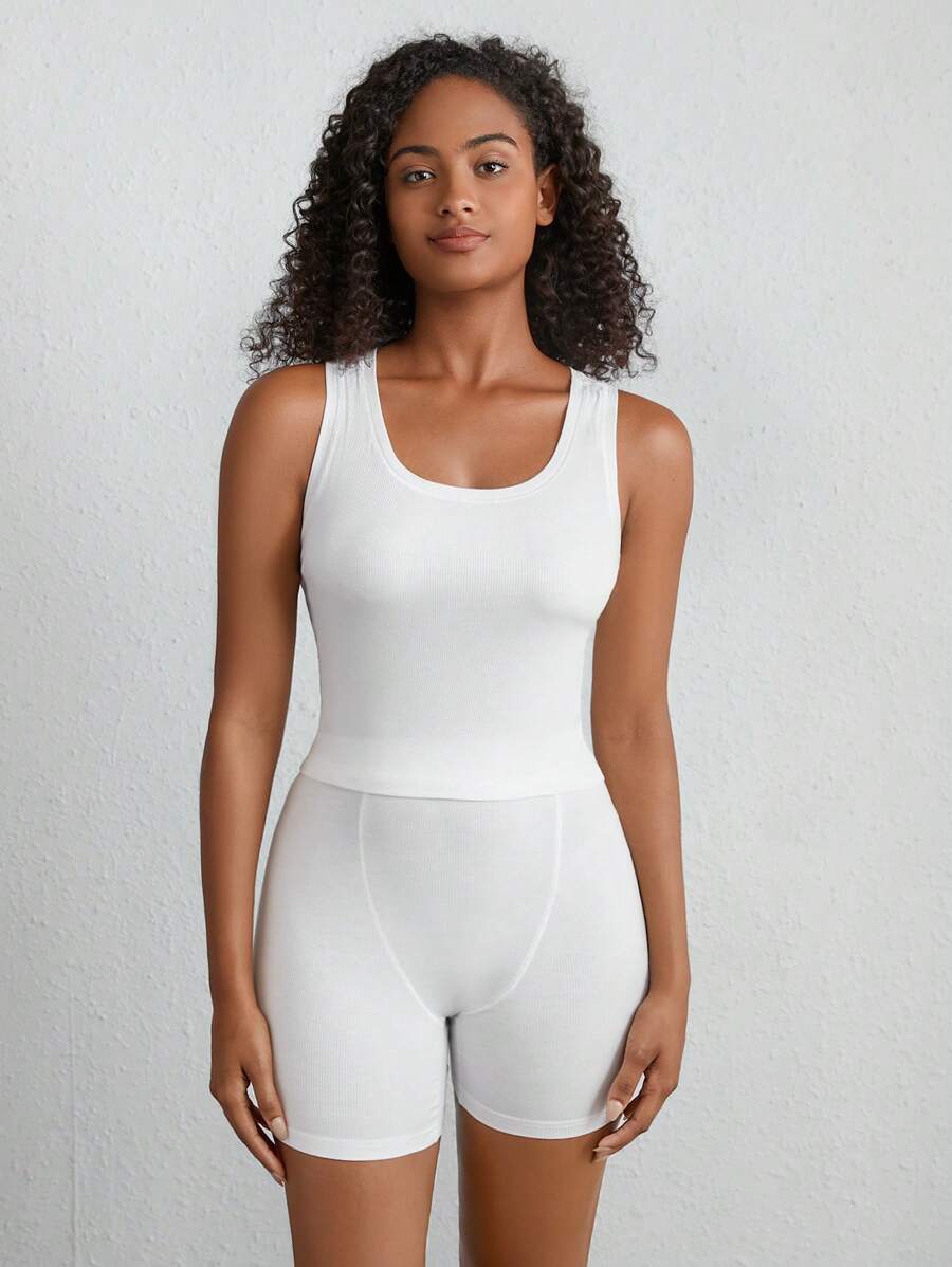 Leisure Solid Scoop Tank Top-Soco Hoodie