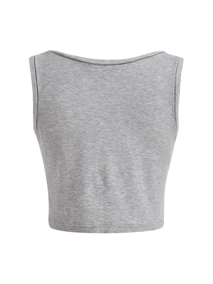 Leisure Solid Scoop Tank Top-Soco Hoodie