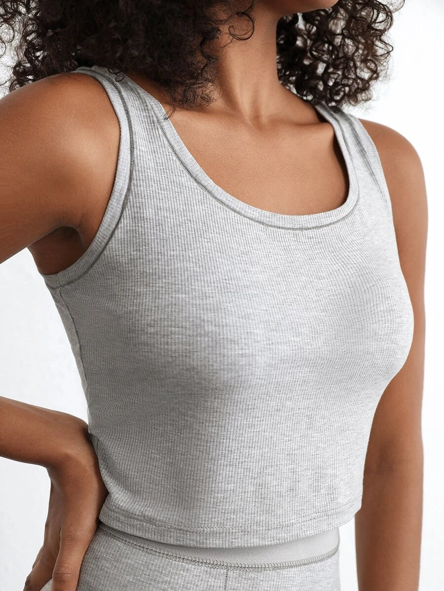 Leisure Solid Scoop Tank Top-Soco Hoodie