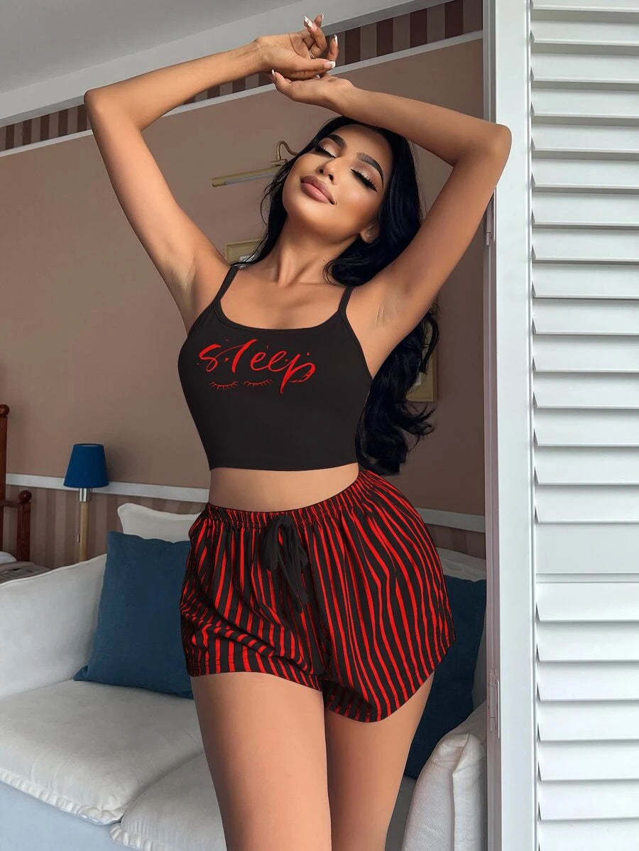 Letter And Striped Print Tie Set-Soco Hoodie