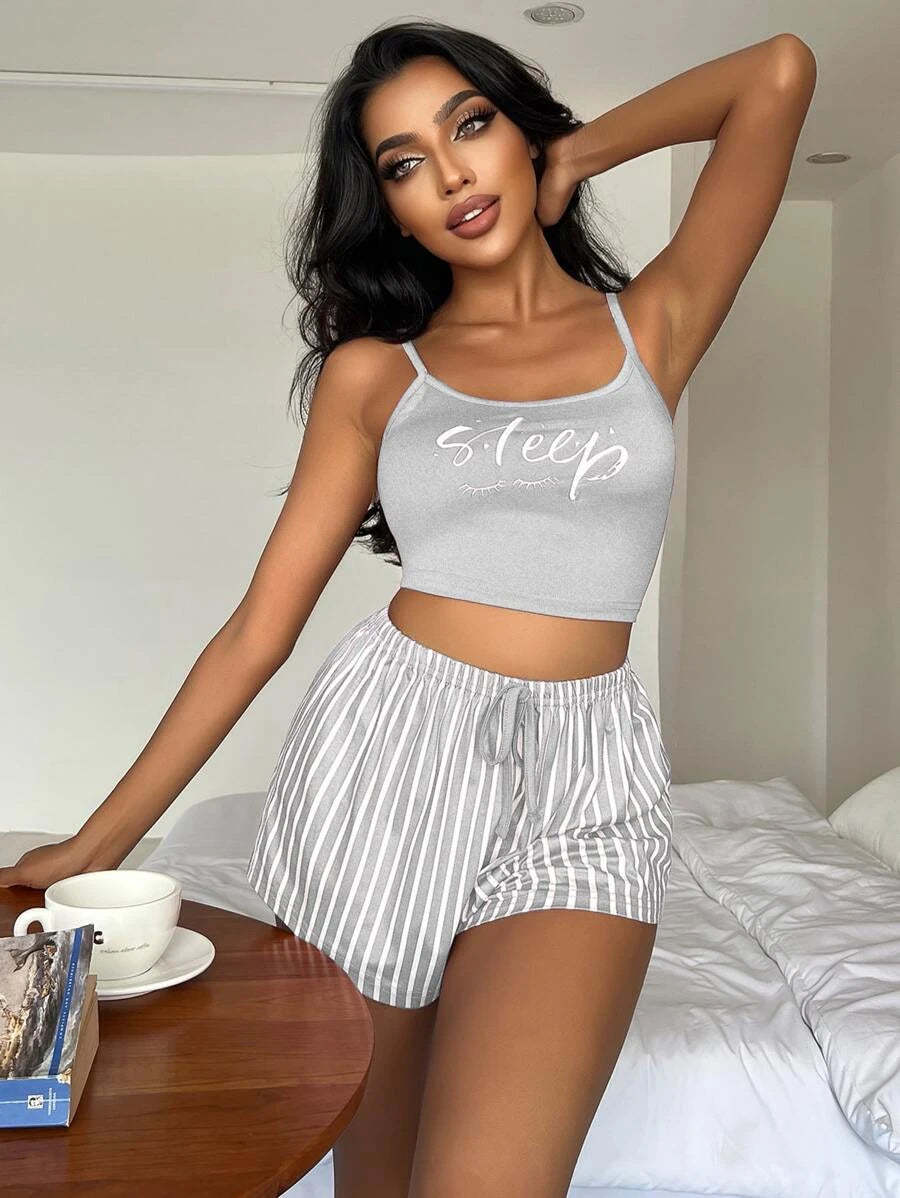 Letter And Striped Print Tie Set-Soco Hoodie