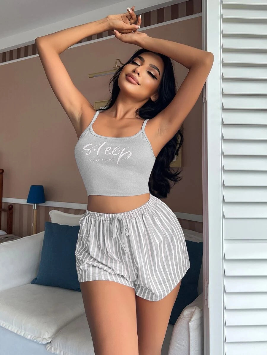 Letter And Striped Print Tie Set-Soco Hoodie