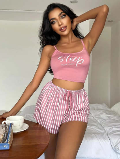 Letter And Striped Print Tie Set-Soco Hoodie