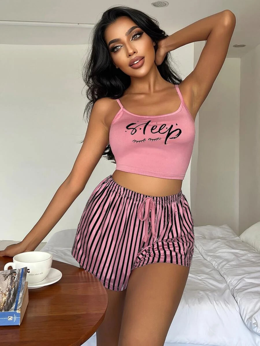 Letter And Striped Print Tie Set-Soco Hoodie