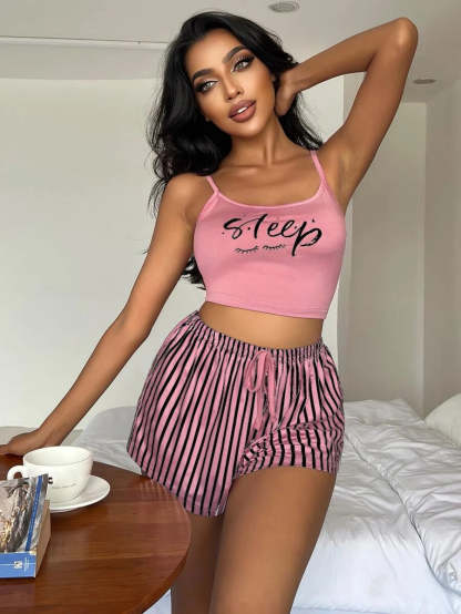 Letter And Striped Print Tie Set-Soco Hoodie