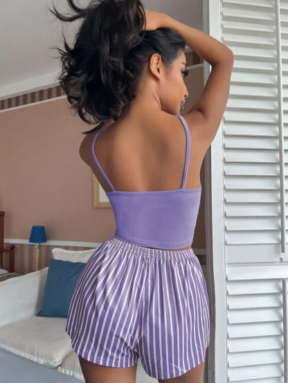 Letter And Striped Print Tie Set-Soco Hoodie