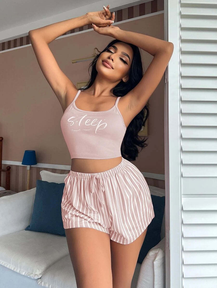 Letter And Striped Print Tie Set-Soco Hoodie