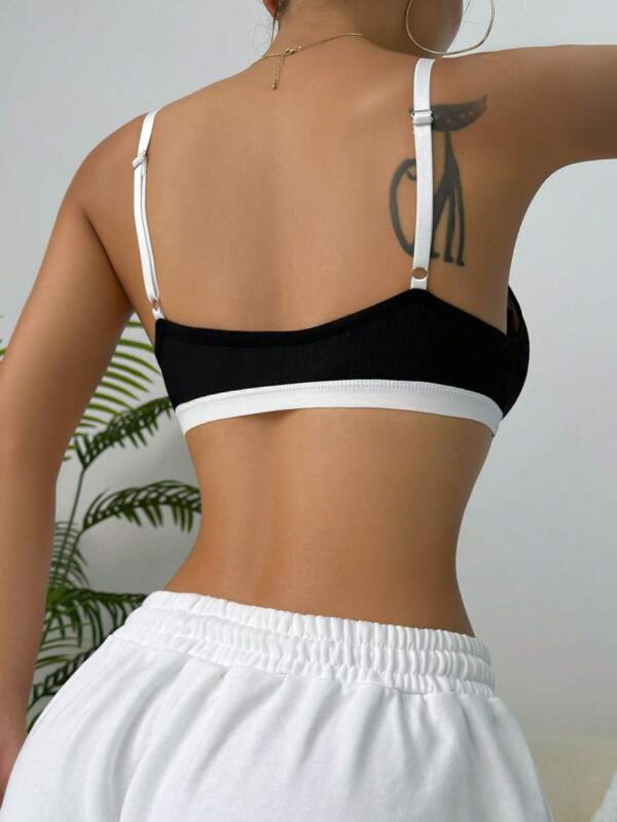 Letter Graphic Design Binding Bralette-Soco Hoodie