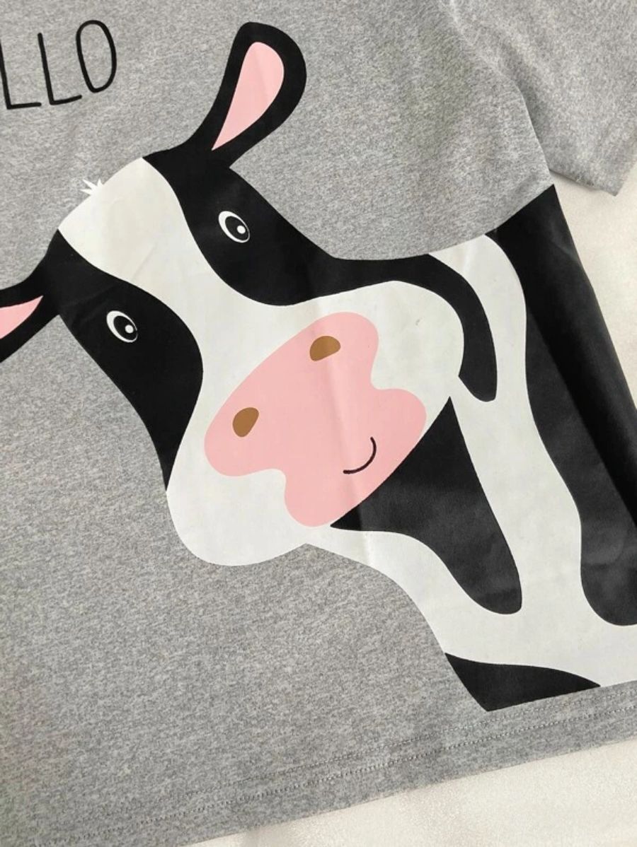 Letter Graphic Tee And Striped Pants Set-Soco Hoodie