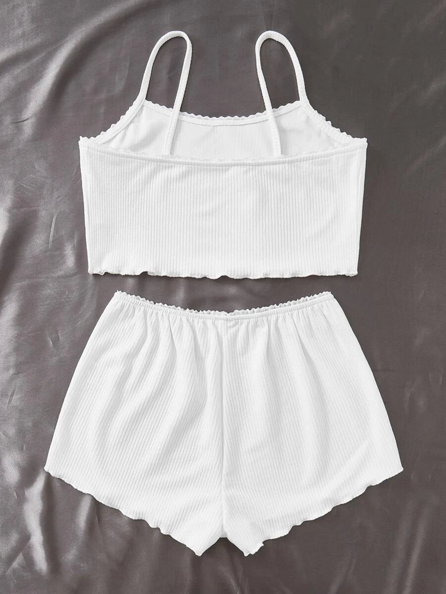 Lettuce Trim Cami Top And Shorts-Soco Hoodie