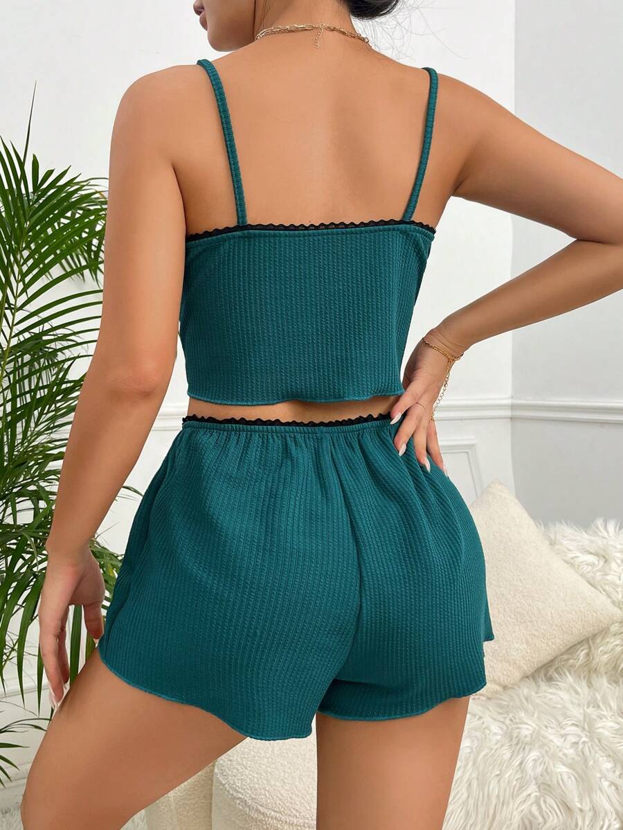 Lettuce Trim Cami Top And Shorts-Soco Hoodie